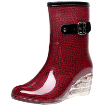 2020 Nuevo diseño de moda Botas de silicona de lluvia de tacón rojo al por mayor para mujeres